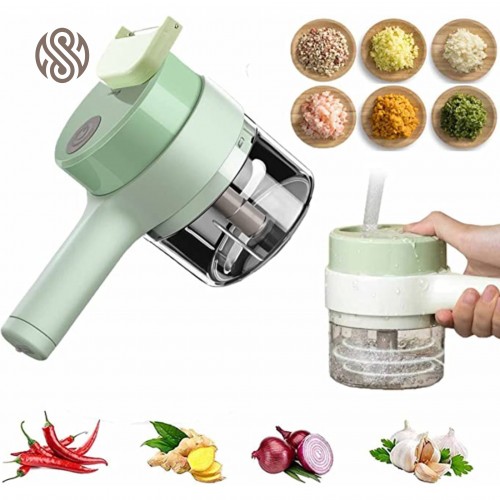4 in 1 Handheld Electric Vegetable Cutter Set, Vegetable Chopper Multifunction Wireless Food Processor, Mini Food Vegetable Slicer