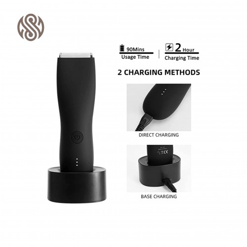 Hair Trimmer for Men, Ball Trimmer for Groin/Pubic with Charging Dock, Replaceable Ceramic Blade Body Groomer Electric Razor, Waterproof Below the Belt Clipper