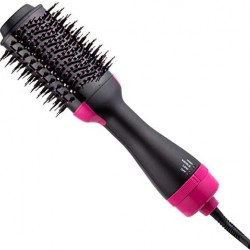 Marlamol Hot Air Comb, Hair Drying Brush, Round Brush, Curling Iron in One, Rotating Negative Ion Hair Drying Brush, Hot Air Brush Red Rose