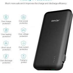 achas Power Bank Multiple Output 10000mah Qualcomm QC3.0 Built-in Type-C, Micro USB,Lightning Cable