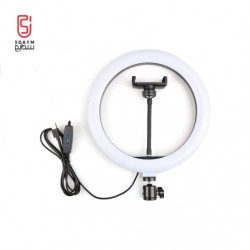 Dimmable Ring Light 26cm 3200-5500K Warm and Cool Desk Lamp with Long Arm to Hold Tablet or Phone, Video Lighting, Live View, Photo and Selfie (Color: Single Ring Light)