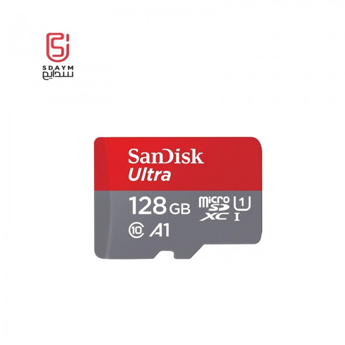 ذاكرة SD الترا مايكرو SDXC عالية السرعة من سانديسك مع محول مع محول، 100 ميجا في ثانية، C10، U1، FHD، A1 بسعة 128 جيجا- SDSQUAR-GN6MA