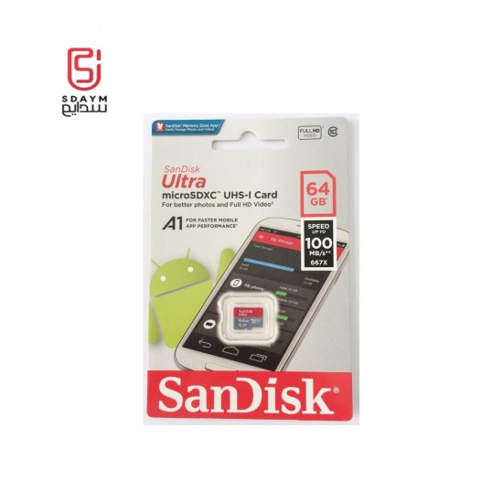 SanDisk Android MicroSD Card Class 10 64GB With Power Adapter