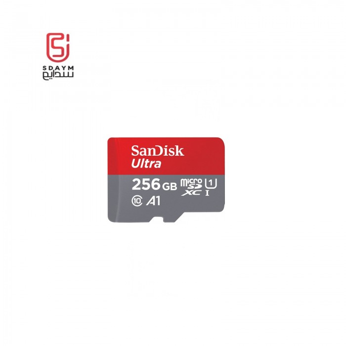 ذاكرة الترا مايكرو SDXC عالية السرعة من سانديسك مع محول مع محول 100 ميجا في ثانية، C10، U1، FHD، A1بسعة 256 جيجا- SDSQUAR-GN6MA