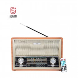 Retro Design Bluetooth Speaker with Micro SD FM/AM/SW 1-2 4 Band Radio with/TF/Aux Player and USB Flash Support, Rechargeable Battery (MD-1802BT)