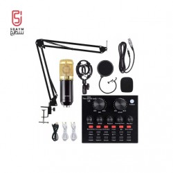 BM-800 Voice Recording Microphone Kit with 8 V8 Direct Sound Card, Condenser Microphone with 12 Kinds of V8 Sound Card Auxiliary Rechargeable Background