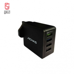  Achas 4-Port USB WAll charger Quick Charge 3.0,Black, 40W High Speed Charging for UK/HK‫(