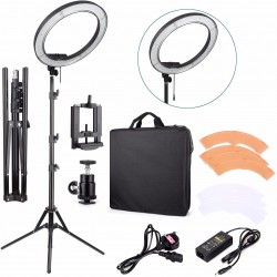 EACHSHOT ES240 Kit (Including Light, Stand, Phone Clip, Tripod) 240 LED 18 Inch Adjustable Camera Light Photo / Video Photo 5500K Dimmable (Light Stand Included)