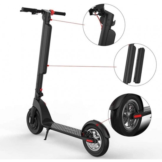 Crony X8 Electric Foot Scooter, Top Speed ​​38 km/h, 35-45 km Distance, Two Interchangeable Batteries, Foldable 10 Inch Size for SUV Car, Off-Road Design