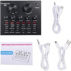 Direct V8 Sound Card, Lixada Smart Card, Adjustable Sound, Mixing Audio for Computer, Broadcasting Audio Directly from Computer with Microphone