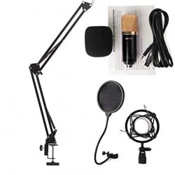 Bm700 Vocal Recording Studio Microphone Set Condenser Pop Filter Windscreen Foldable Stand Stand Singing Microphone