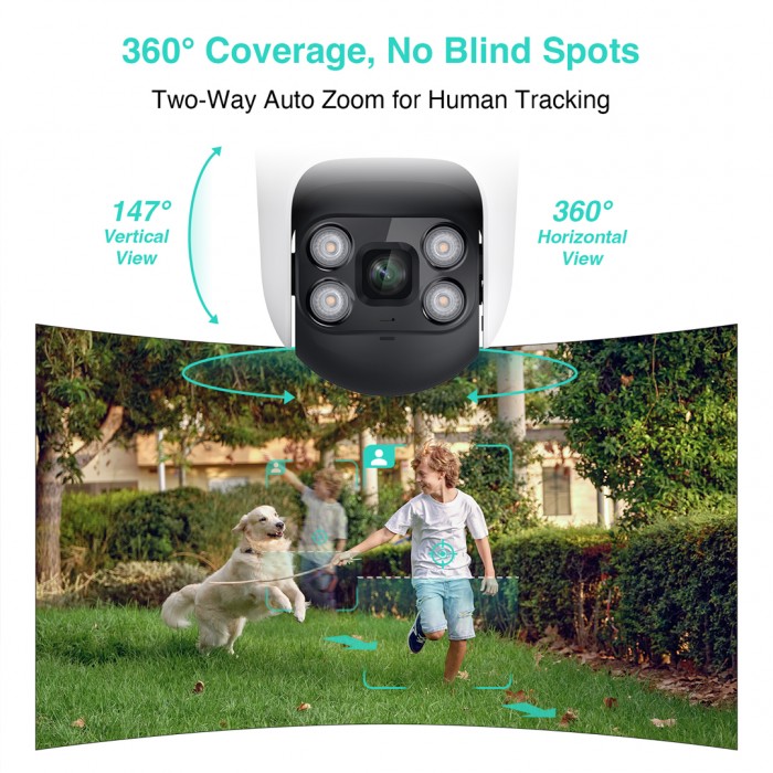 كاميرا Botslab W312 AI الذكية الخارجية ذات الرؤية البانورامية إصدار PTZ 2.5K
