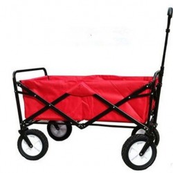 Foldable Versatile Shopping and Camping Trolley - Red, R-2022