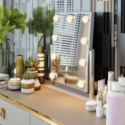 Badum Lighted Vanity Mirror - Hollywood Style Makeup Vanity Mirror with Lights and Touch Button, 3 Color Style, Cosmetic Mirror with 9, 12, 15, 18 Dimmable LED Dressing Table Lights (9 Lights)